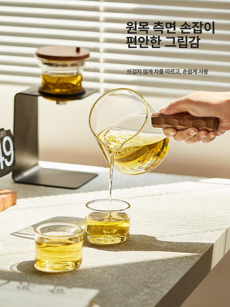 도자기 내열유리 표일배 원터치 티메이커 약탕기 티팟 찻 11 투명400ml 받침미포함 - 상세 이미지 4