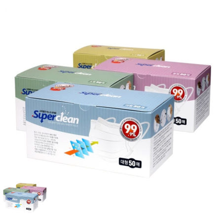 3Q 슈퍼클린 KF80 먼지 방역 마스크 50매