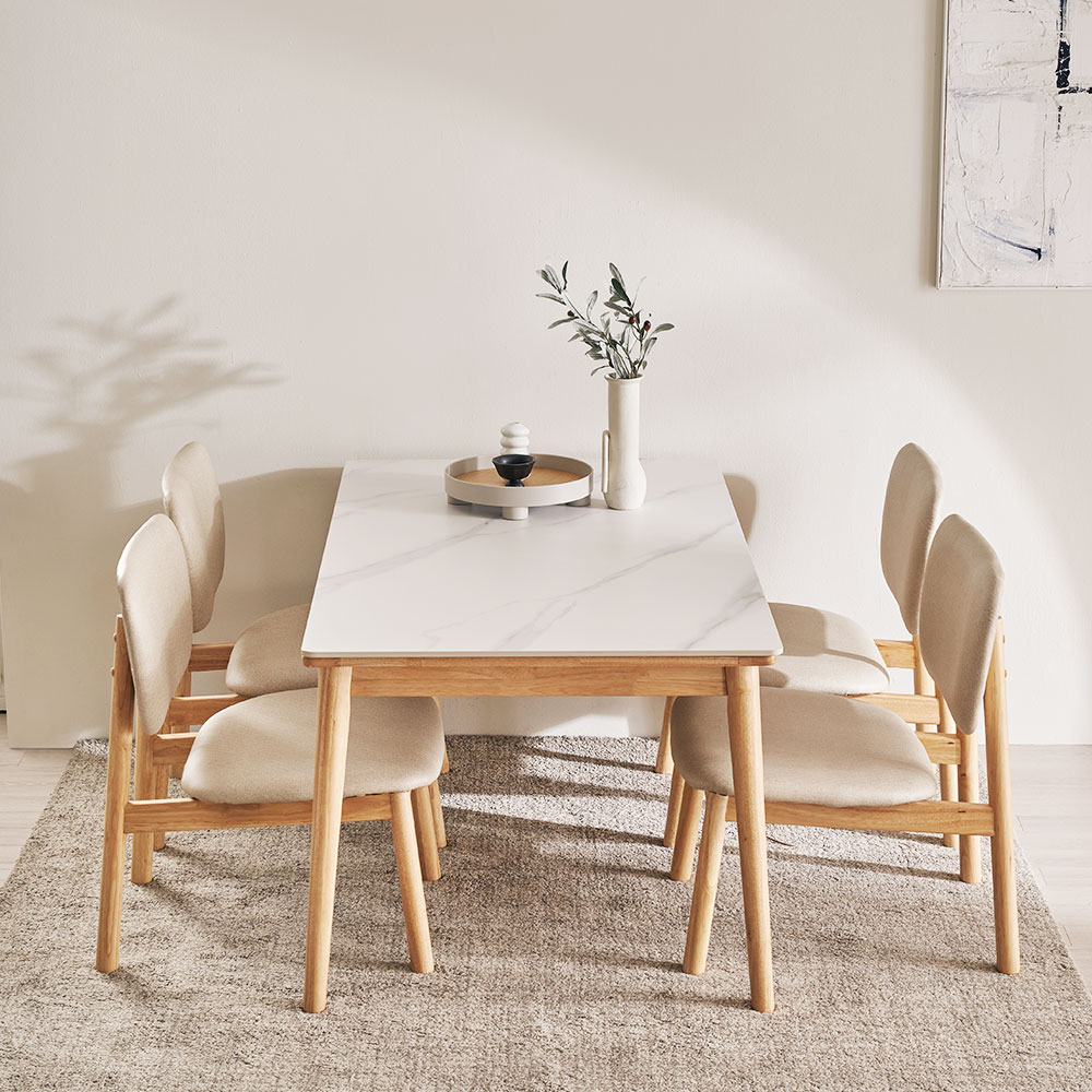 장인가구 칸토르모노 12T 통세라믹 테이블 낮은 2인 식탁세트 의자2 거실 서재