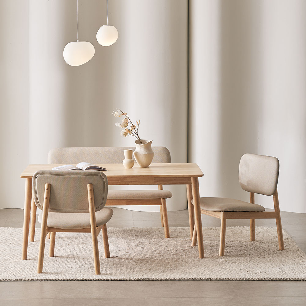 장인가구 칸토르모노 세라믹 원목 낮은 식탁 테이블 세트 4인 1400 SE0등급