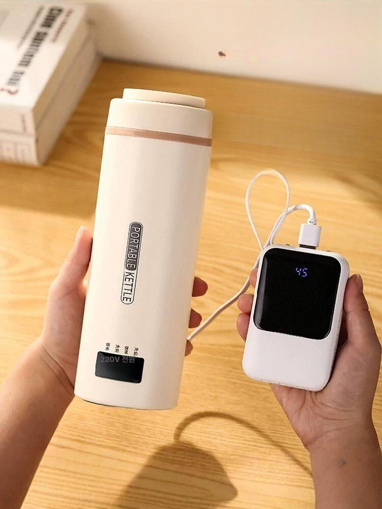 휴대용 전기물통 캠핑 보온 항온 여행 미니포트 USB 보온 304 스마트 크림화이트 겸용 - 상품 이미지