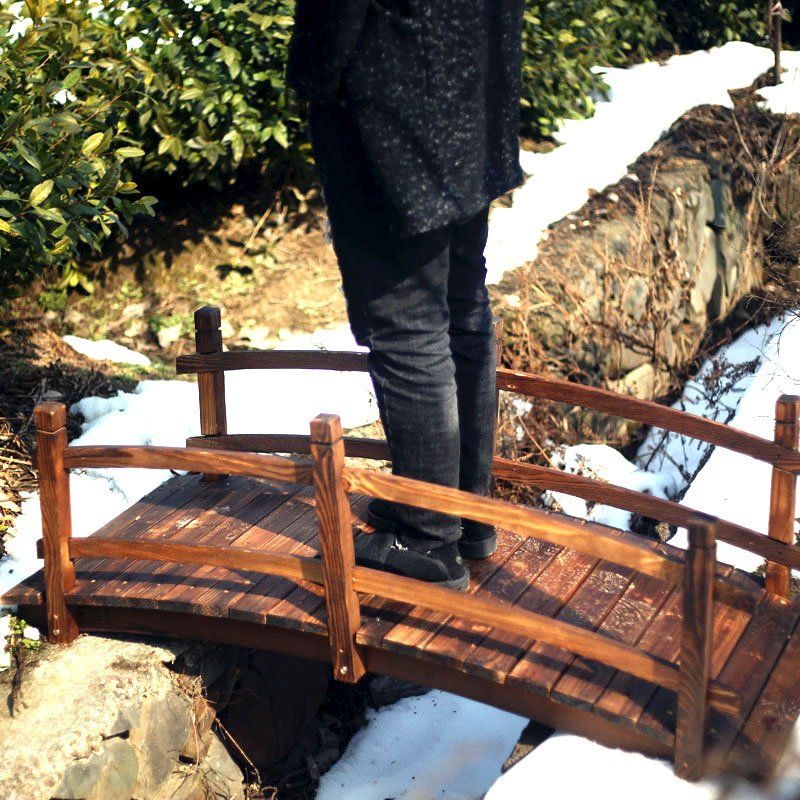 아치형 나무 브릿지 다리 조경 연못 구름 원목 목재 데코 주택 목교 장식 - 상세 이미지 3