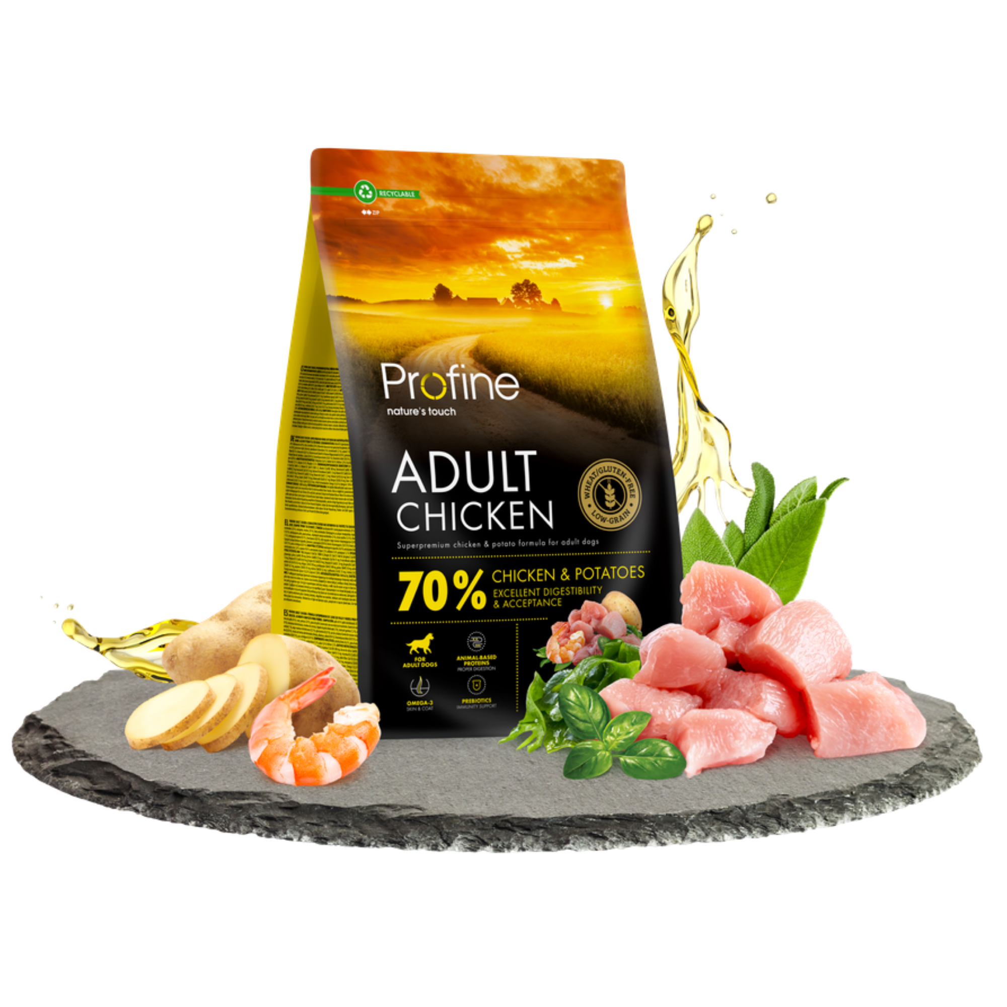 프로파인 내추럴터치 독 사료 어덜트 치킨과 새우, 12kg, 1개 - 상품 이미지