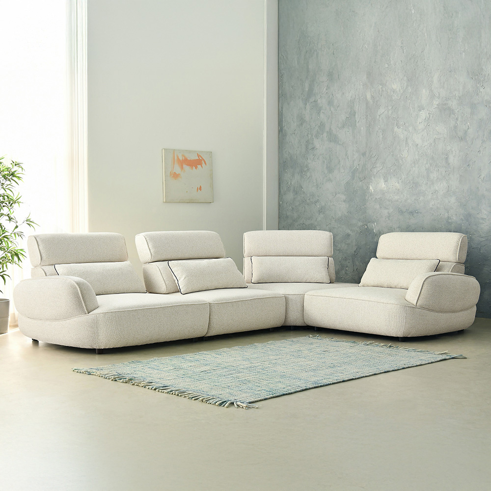 스코나 라온드 릴랜드 아쿠아텍스 패브릭 스윙 소파 아이보리, 코너 5인용 - 상세 이미지 3