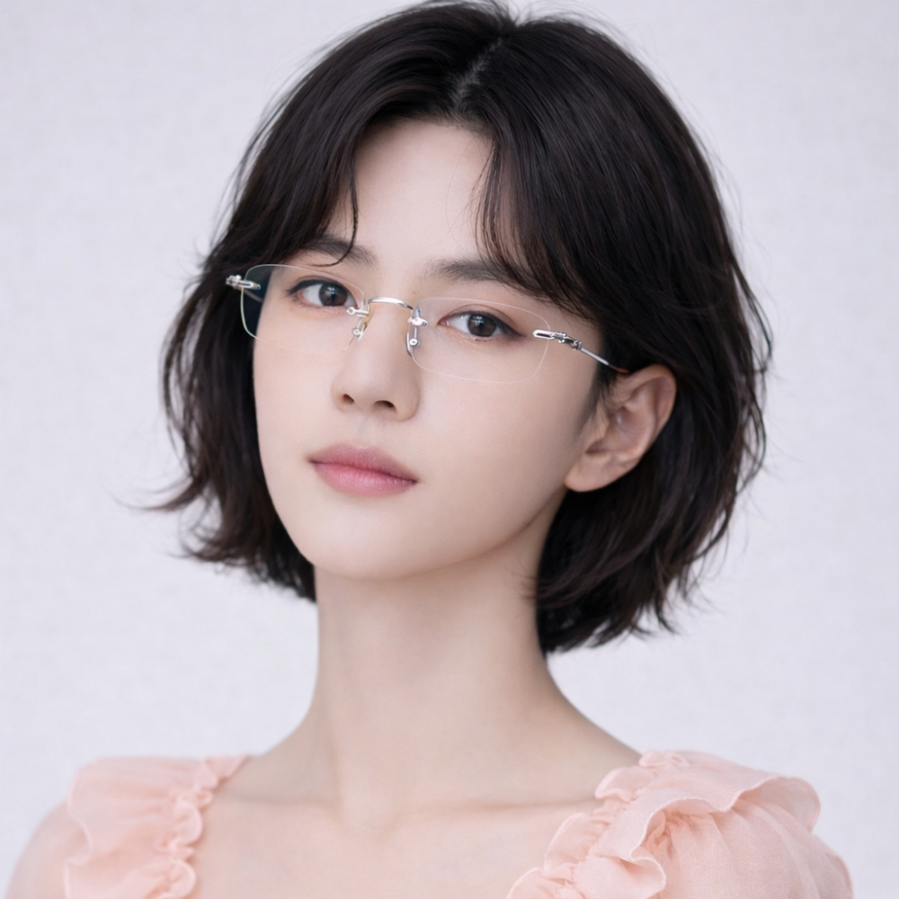 긱시크 무테안경 남자 여자 투명 패션 사각 가벼운 티타늄 블루라이트차단안경테 TGL22 이미지 2