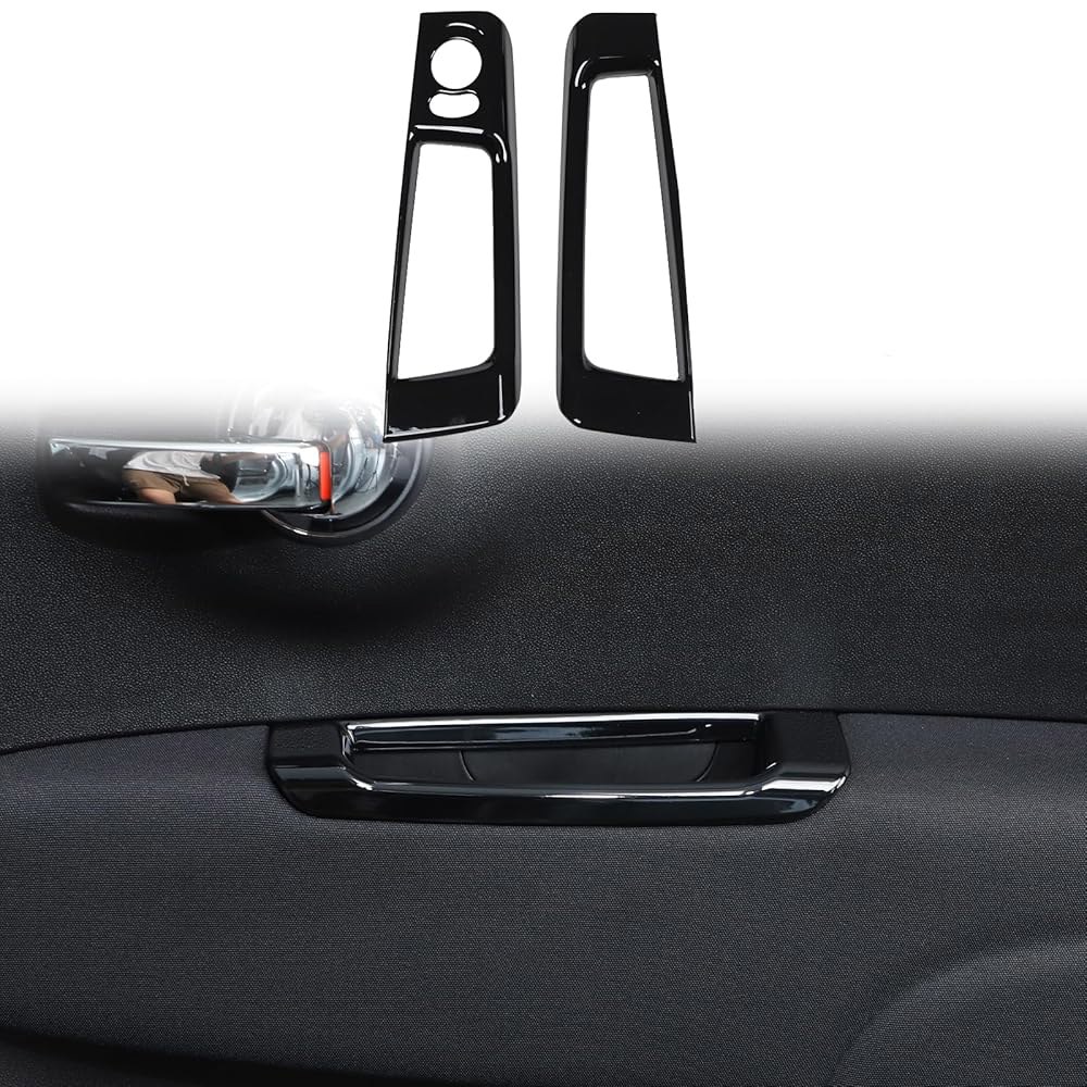 HAPPYHORSE Fiat 500 Abarth 2010-2022 장식 프레임 내부 보호 버튼 조절 도어 (피아노 ABS 자동차 백미러 액세서리 핸들 블랙) - 상품 이미지