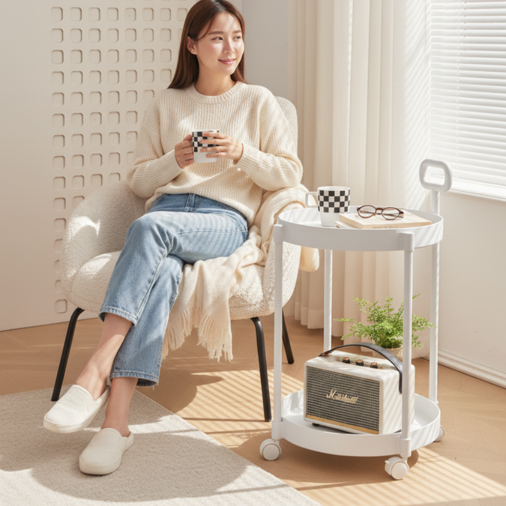 이동식 사이드테이블 2단 수납 미니 테이블 - 상품 이미지