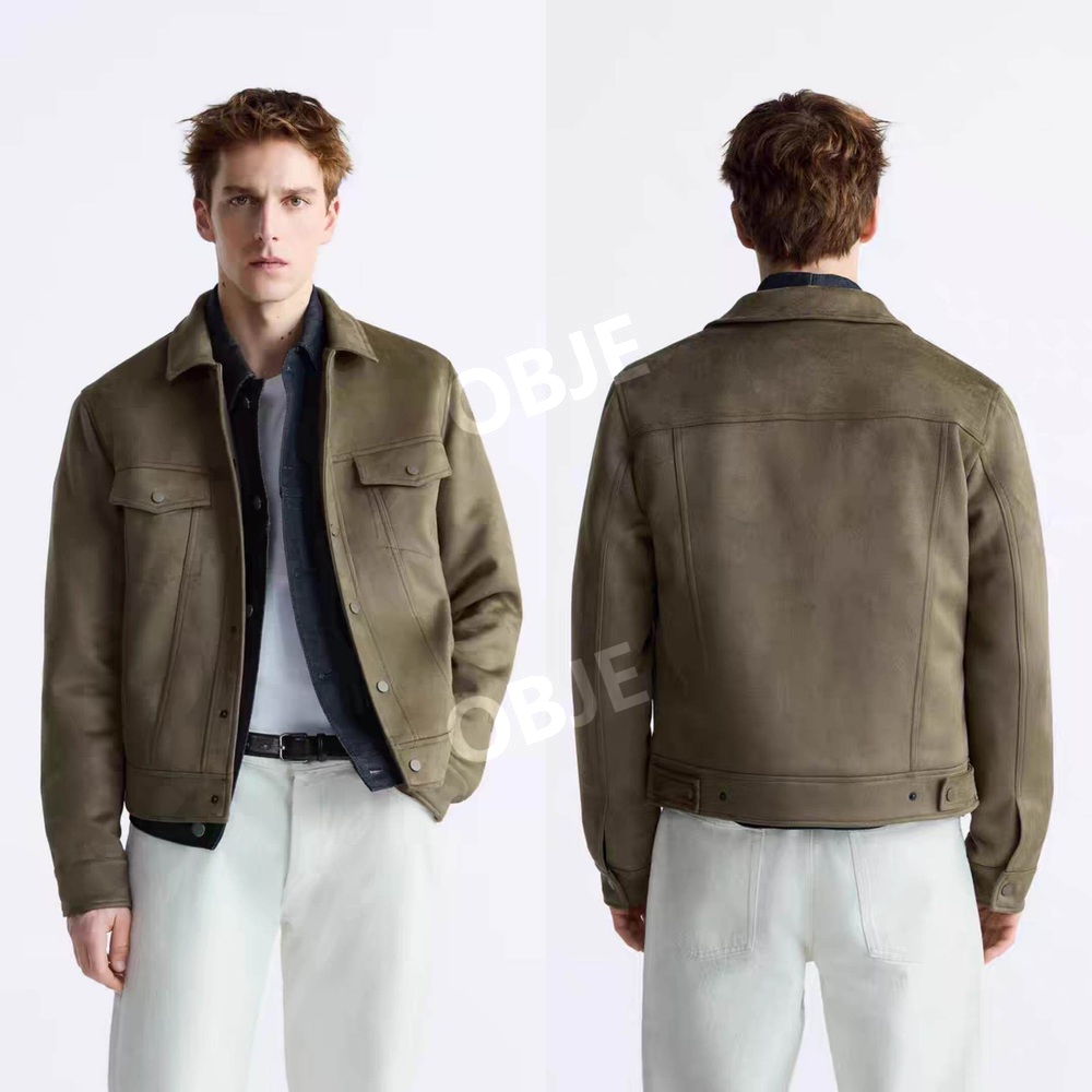 ZARA 남성 스웨이드 재킷 슬림핏 자라 봄 가을 남자 아우터 - 상품 이미지