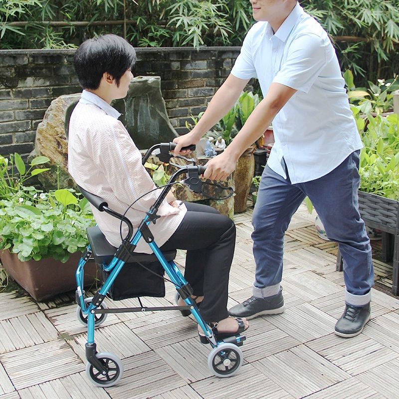 앉을수있는 어른 유모차 할머니 알루미늄 어르신 접이식 특가 두꺼운 강철 블랙 패브릭 가방 - 상세 이미지 5