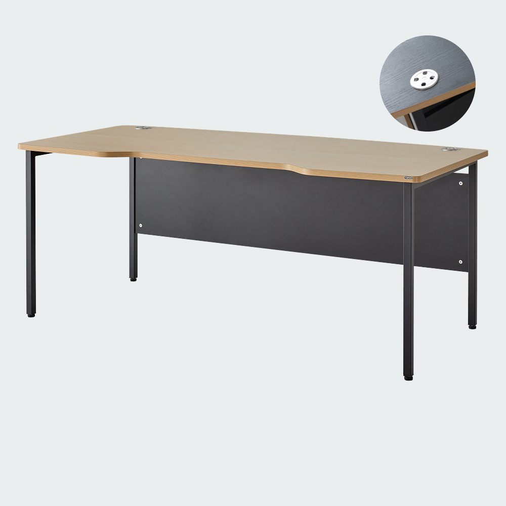 오피스테일 뮤보 사무용책상 팀장용 철제 라운드 1800x900mm, 백색/블랙다리 - 상세 이미지 5