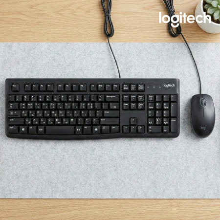 (무료배송행사)(국내정품) 로지텍코리아 K120 + M90 유선 키보드 마우스 세트 키스킨포함 사무용 교육용으로 적합