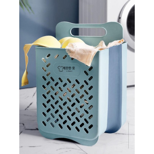 프리미엄 대형 빨래통 런드리백 그레이화이트 패브릭 햄퍼 스타일 접이식 벽걸이 스몰 스몰 그레이화이트 - 상품 이미지