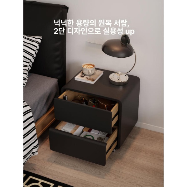 프리미엄 이동식 원목 침실 거실 서랍형 수납장 무선충전 비밀 금고 앤틱 블랙 바퀴 포함 A 20x40x52cm 블랙 이동식 원목 바퀴 포함 A 20x40x52cm - 상세 이미지 3