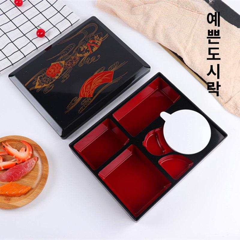 일본찬합 피크닉 벤또 소풍 일본도시락통 감성 직장인 큰 우드 패턴 도시락통 그릇없음 - 상세 이미지 5