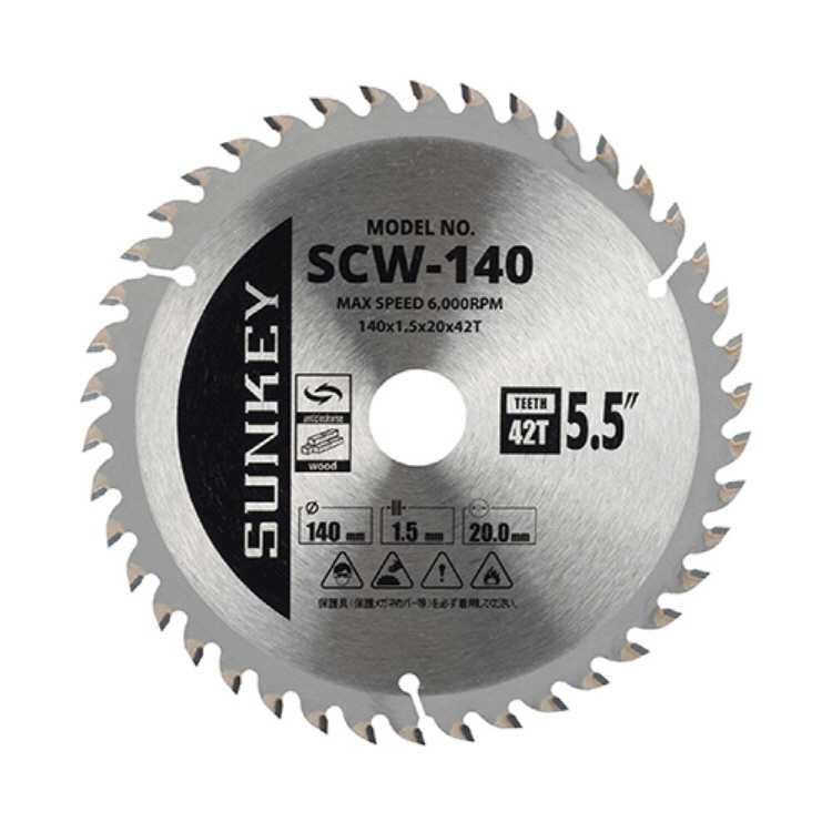 썬키 팁소 원형톱날 목재용  140x20x1.5mm  42T SCW-140 - 상품 이미지
