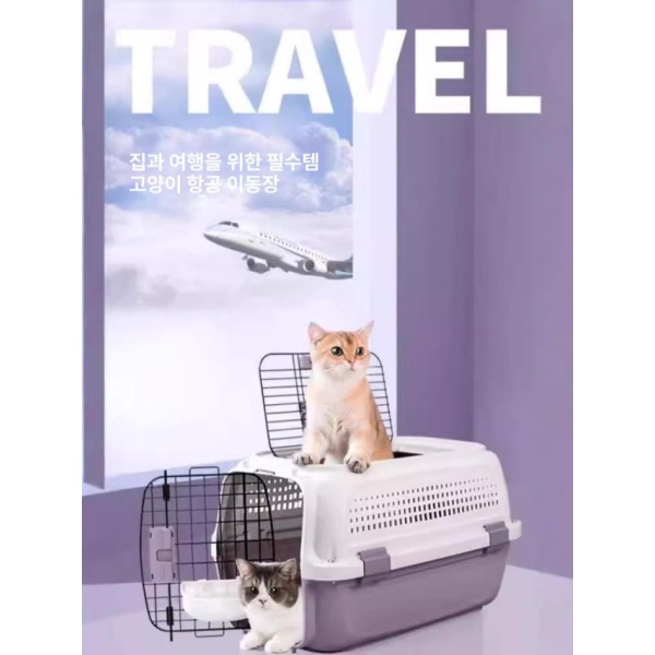 프리미엄 휴대용 강아지 고양이 여행용 접이식 켄넬 위탁 통기성 클래식그레이블랙 M 범용 1단계강화 실버 메탈 도어 커피 프레임 범용 - 상세 이미지 2