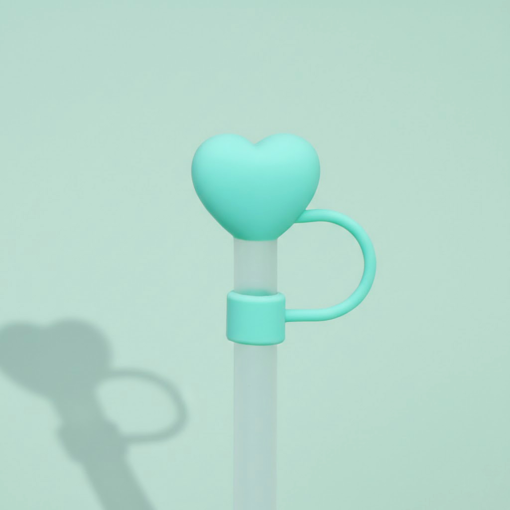 호환 텀블러 빨대 마개 스탠리 커버 텀꾸 스타벅스 캡 하트모양 민트 (10mm), 1개입 - 상품 이미지