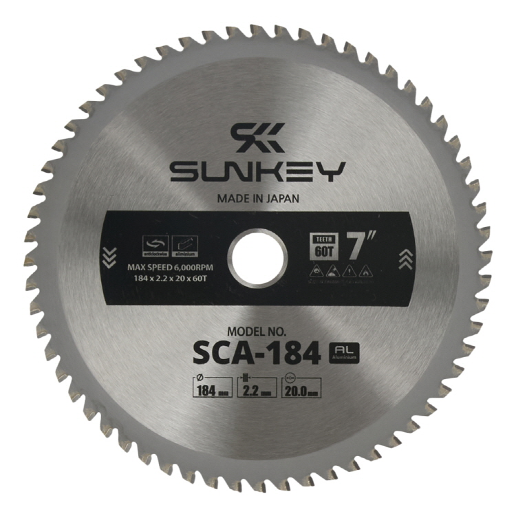 썬키 팁소 원형톱날 알루미늄용 184x2.2x20mm 60T SCA-184 - 상품 이미지