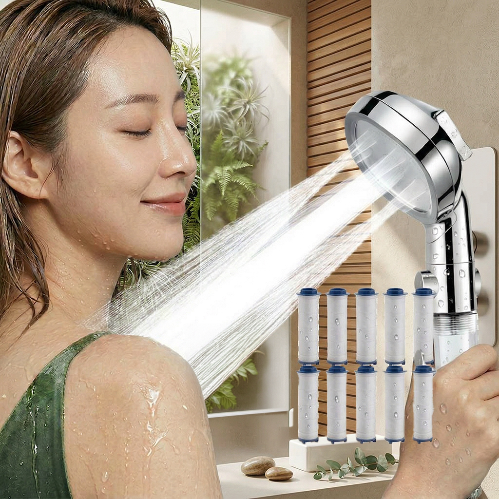 뷰리썸 온오프 샤워기헤드 샤워헤드 실버투명+필터 10개 제품 이미지