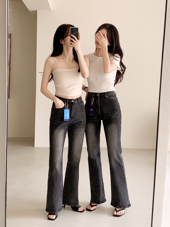 [자체제작] Day Jeans No.77 흑청 스판 워싱 부츠컷 데님 팬츠 ps5583 이미지 7
