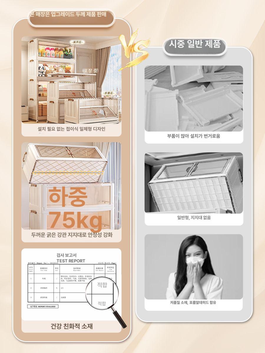 이동식 서랍장 접이식 수납함 플라스틱 바퀴 투명 다용도 폴딩 바퀴달린 사물함 이동식서랍장 - 상세 이미지 5
