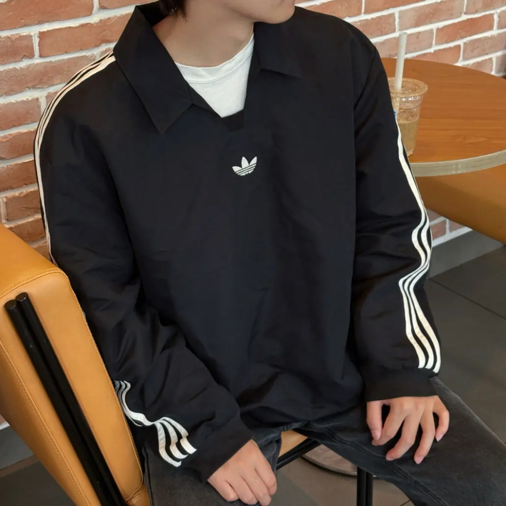 아디다스 오리지널 럭비 폴로 피케 카라 남녀공용 티셔츠 긴팔 블랙 IY7375 - 상세 이미지 2