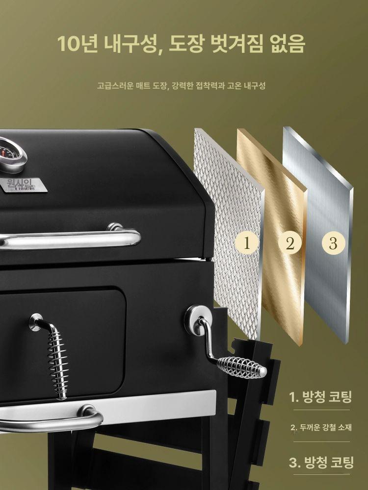 야외바베큐그릴 펜션용 캠핑용 바베큐 대형 숯불 난로 장작 훈제 화로 - 상세 이미지 5