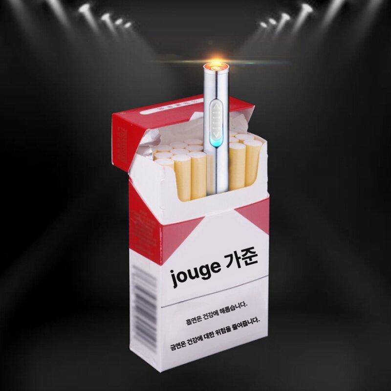 USB 충전식 방풍 디자인 슬림 휴대용 전기라이터 골드 기본 사이즈 설명 - 상세 이미지 2