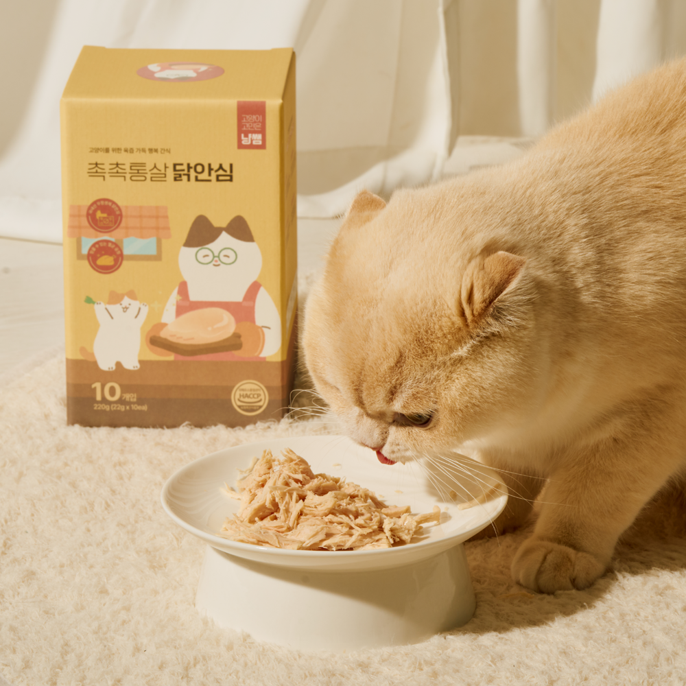 냥쌤 촉촉통살 고양이 간식 닭고기 생선 안심 아기 저염간식 특식 닭안심, 22g, 40개 이미지 3
