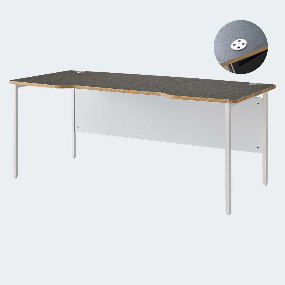 오피스테일 뮤보 사무용책상 팀장용 철제 라운드 1800x900mm, 백색/블랙다리 이미지 6
