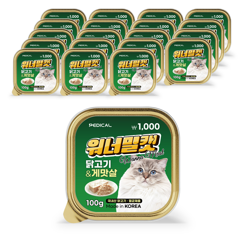 워너밀 고양이 습식사료 닭고기&게맛살 100g 20p - 상품 이미지