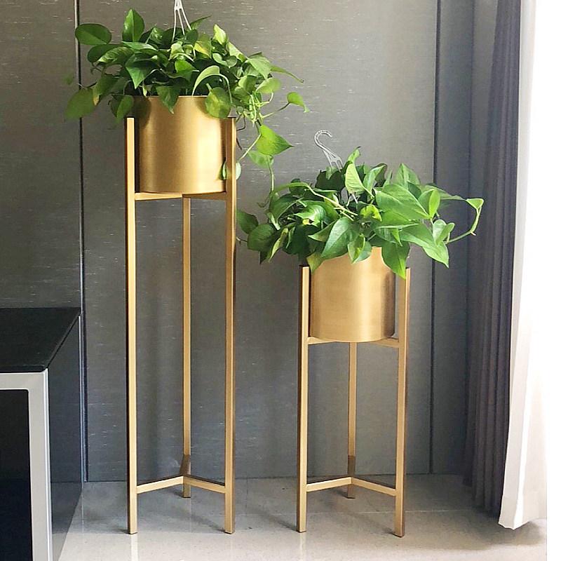 금속 화분 원형 대형 철제 럭셔리 원통형 야외 S 조경 골드소형 20x20x60 - 상품 이미지