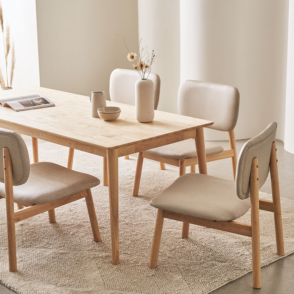 장인가구 칸토르모노 세라믹 원목 낮은 식탁 테이블 세트 4인 1400 SE0등급