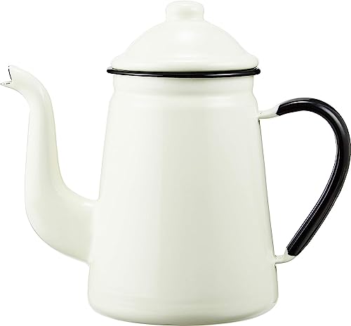 노다호로 커피포트 1.6L 법랑 가스전용 레트로 일본제 기린 화이트