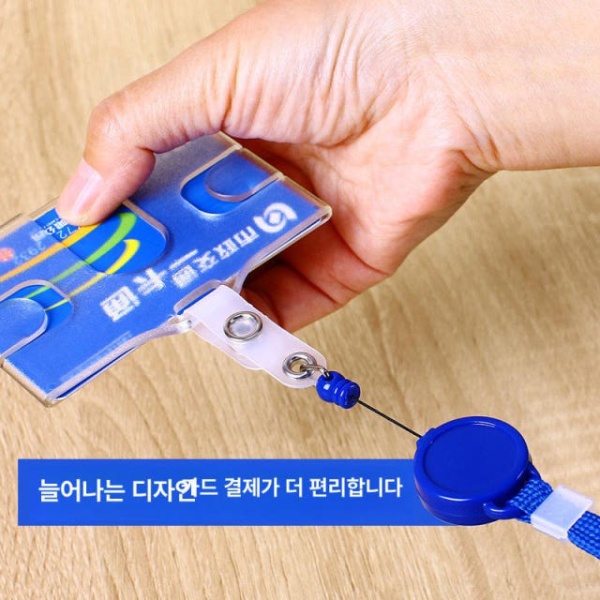 프리미엄 릴홀더 목걸이 체인 배지 줄 간호사 학생증 출입증 리본 블루 블루 - 상세 이미지 4