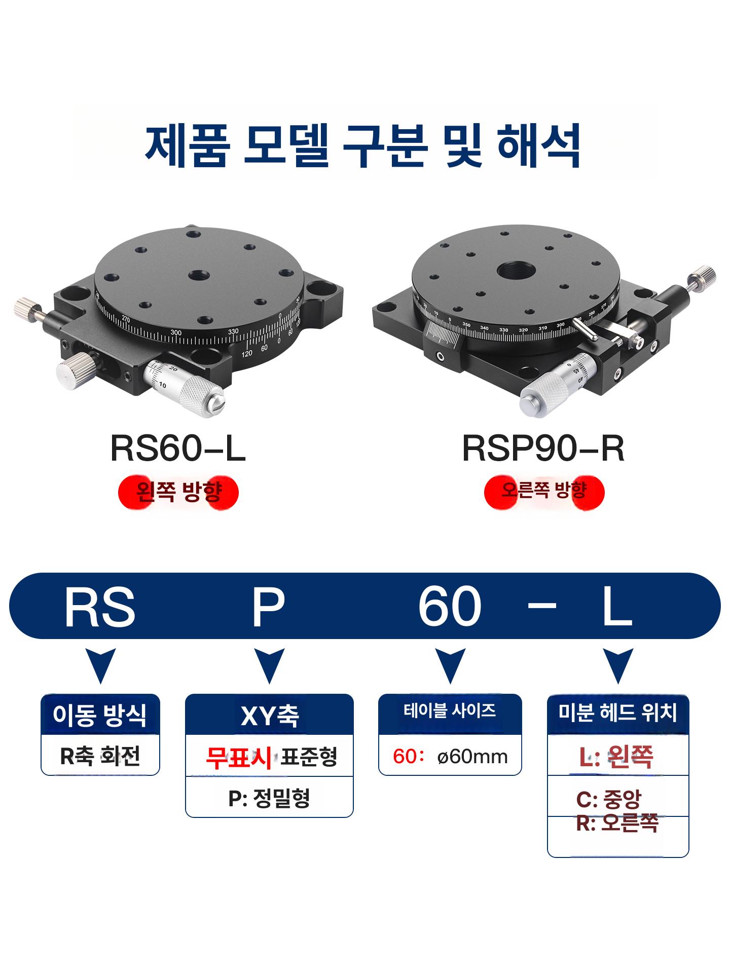 R축 회전 스테이지 로테이션 원형 각도 작업대 광학 L RS 40 Ø40 높이15 수동360 A - 상세 이미지 3
