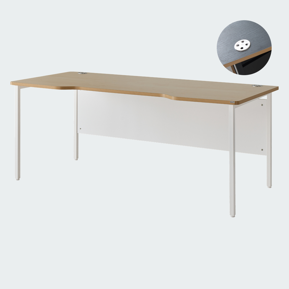 오피스테일 뮤보 사무용책상 팀장용 철제 라운드 1800x900mm, 메이플/화이트다리 - 상품 이미지