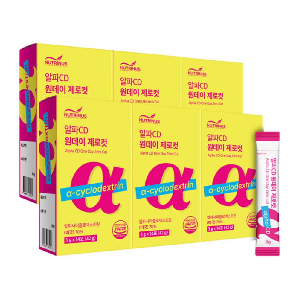 뉴트리너스 알파CD 원데이 제로컷 알파시클로덱스트 설당프리 고함량 14포, 6개 - 상품 이미지