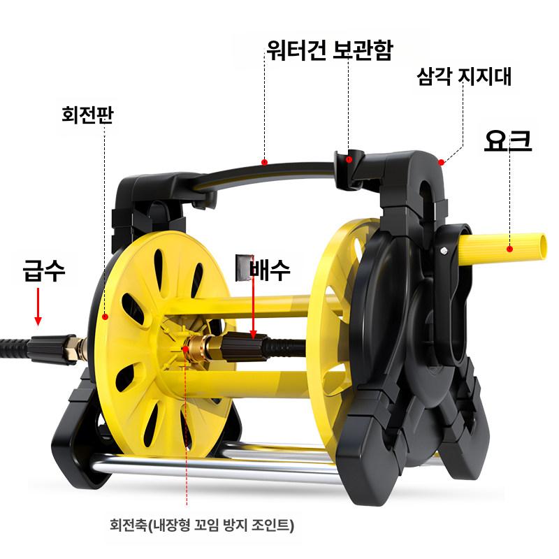 호스 감는릴 전선 세차 케이블 회전 줄감개 릴선 20m 레이크블루 내나사 M 22 - 상세 이미지 4