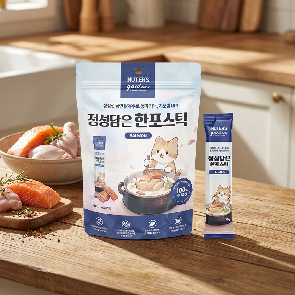 고양이간식 정성담은 한포스틱 짜먹는 대용량 저염 스틱 연어, 300g, 1개 - 상세 이미지 2