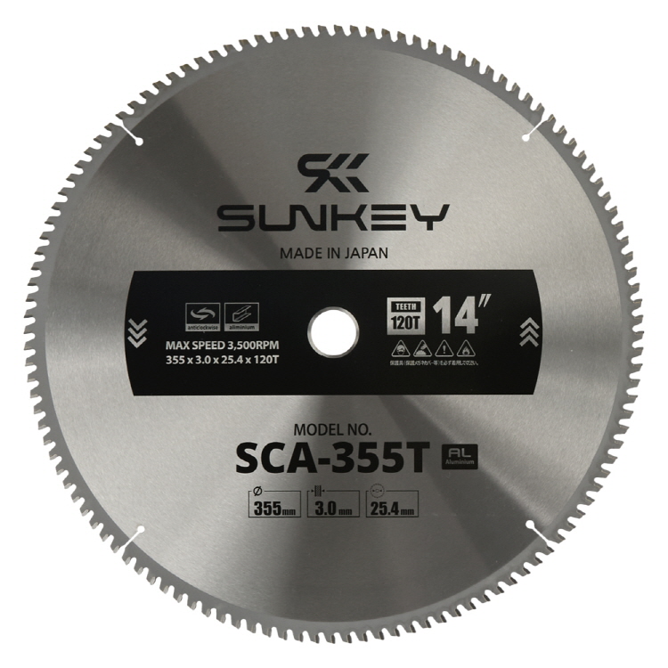 썬키 팁소 원형톱날 알루미늄용 355x3.0x25.4mm 120T SCA-355T - 상품 이미지