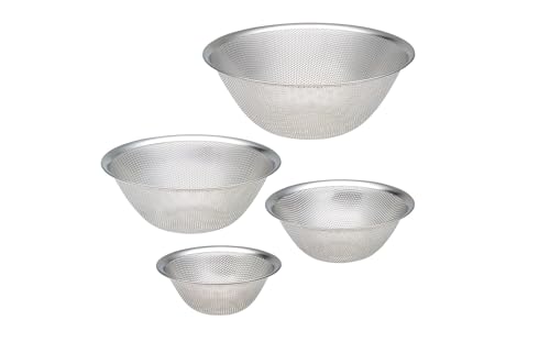 야나기소리 스테인리스 펀칭 스트레이너 4종 세트 (16.19.23.27cm) 스테인리스 일본제 채반 세트