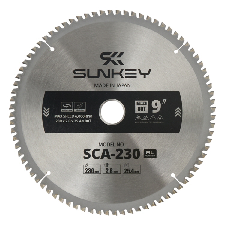 썬키 팁소 원형톱날 알루미늄용 230x2.8x25.4mm 80T SCA-230 - 상품 이미지