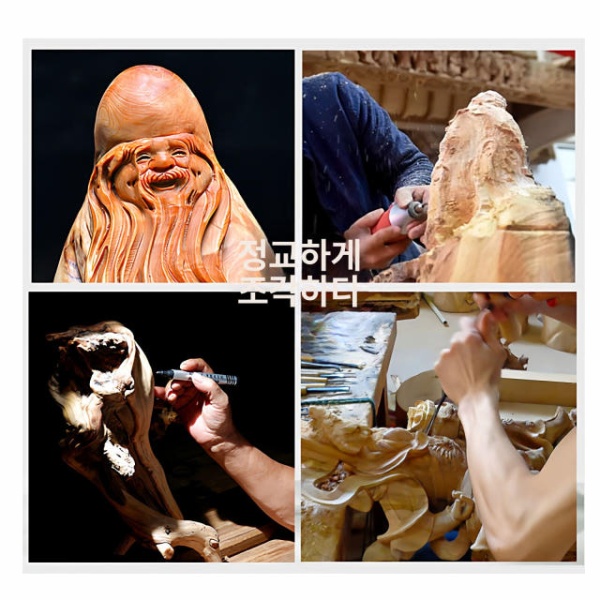 고급스러운 편백나무 부처상 커피색 목재 장식품 호두나무 나무껍질 방부목 228 다모 12 x 17x39 라이트그린 98 다모 7 x 8x13 - 상세 이미지 4