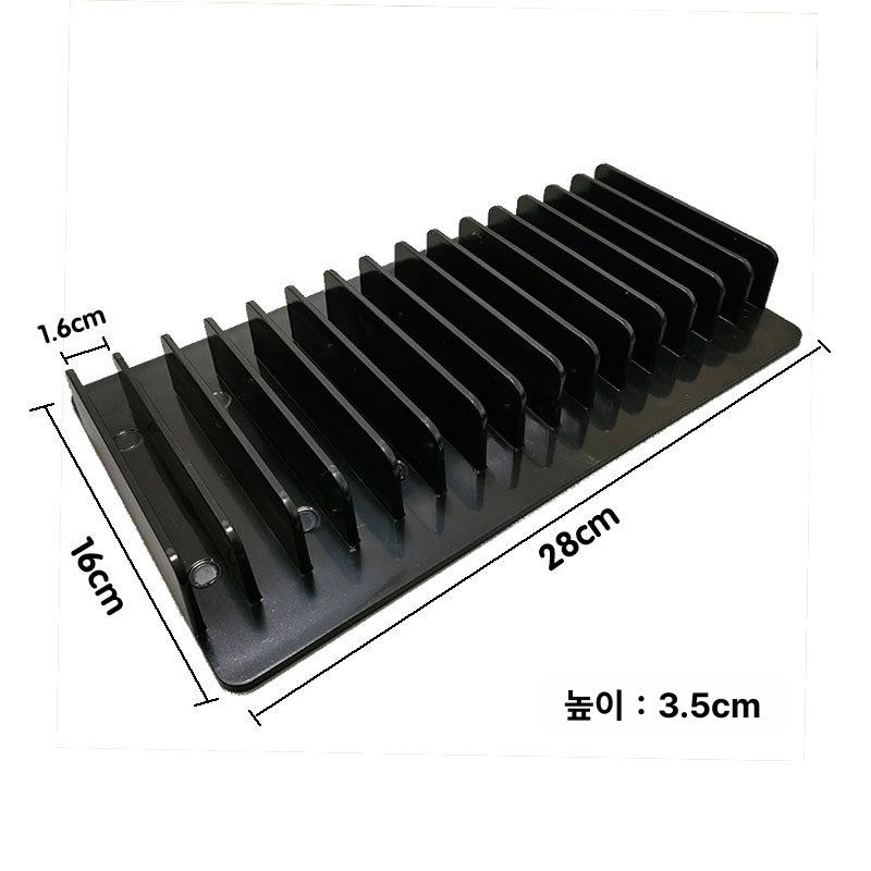 태블릿 수직 정리대 거치대 스마트폰 보관함 수납 핸드폰 블랙 펀칭 디테일 10 슬롯 ABS - 상세 이미지 5