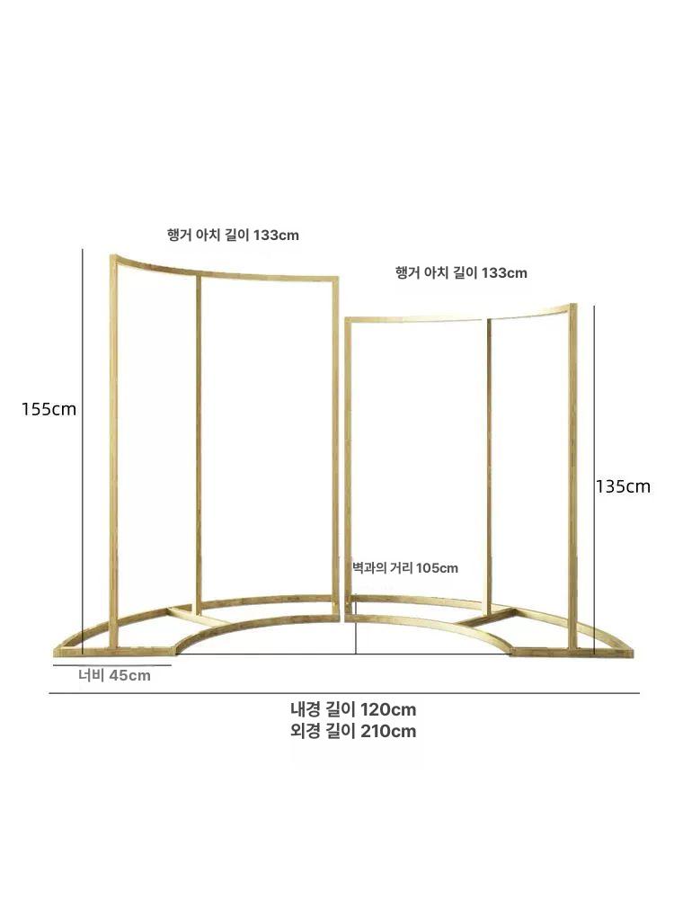 라운드행거 스탠드 곡선 옷걸이 진열대 매장 옷가게 나노 샴페인골드 보강형 높이 155cm 기본구성 - 상세 이미지 5