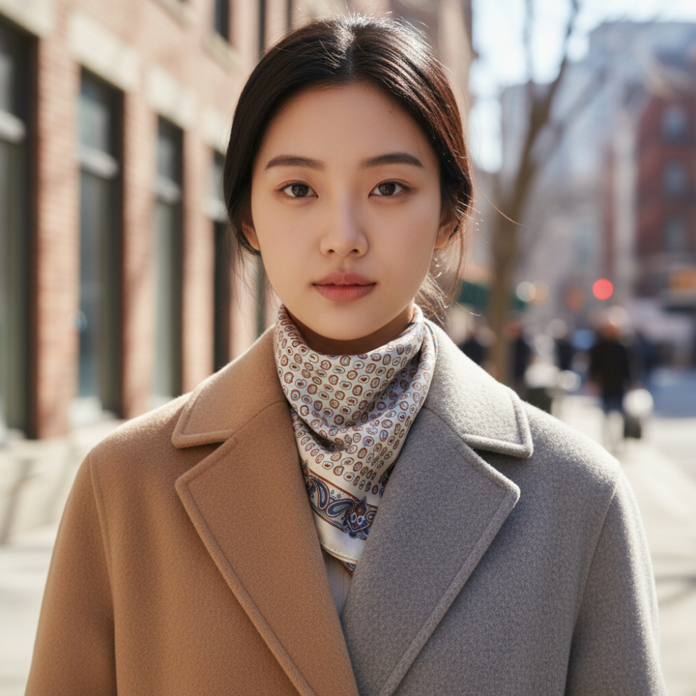 여성 봄 가을 쁘띠 사각 스카프 3개 세트 - 상세 이미지 3