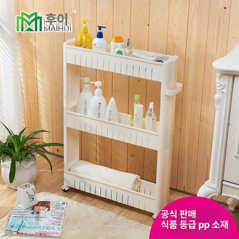 슬림 냉장고 틈새 수납장 이동식 인테리어 좁은 선반 레벨 1 10cm 73cm 높이 3칸 0 칸 - 상세 이미지 2