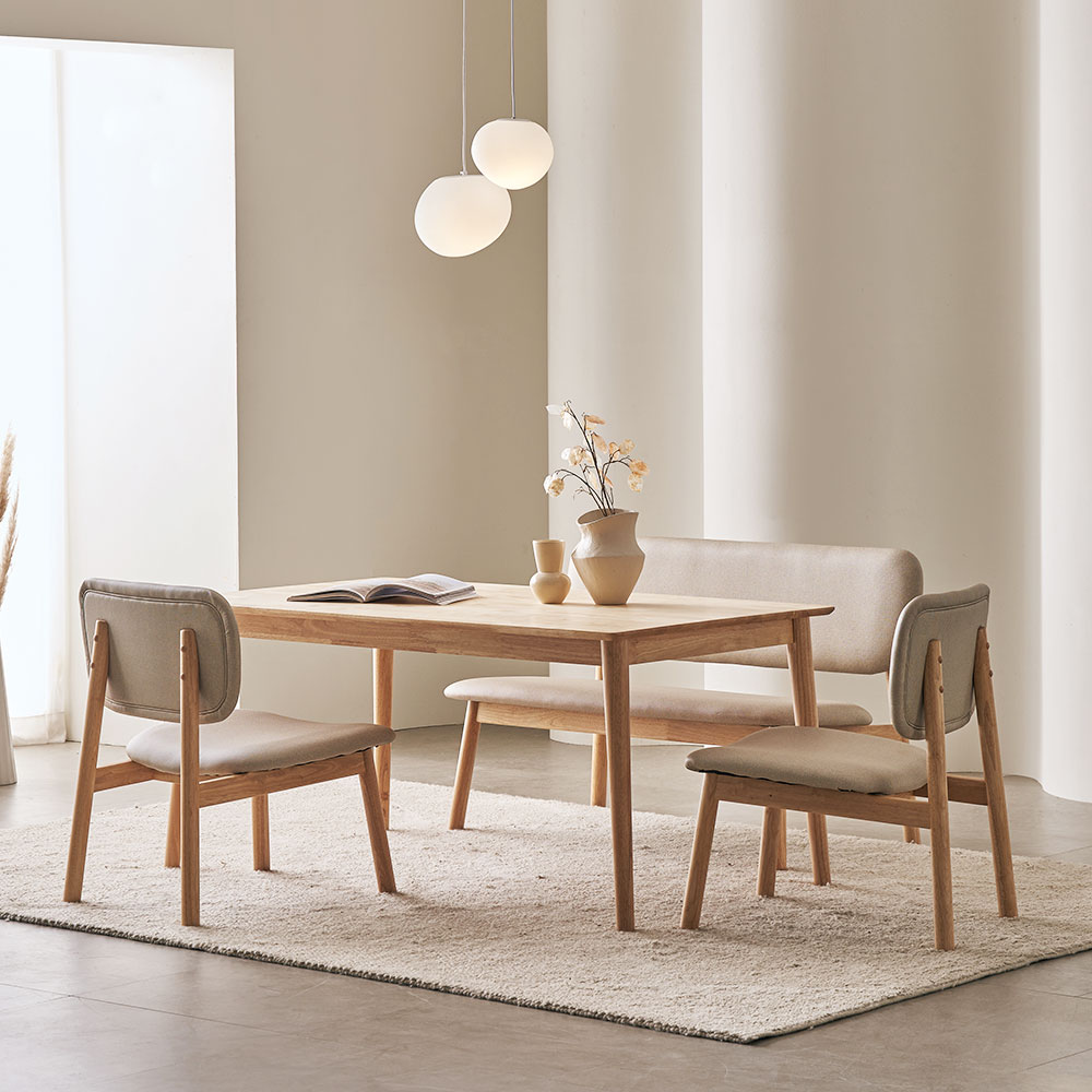 장인가구 칸토르모노 세라믹 원목 낮은 식탁 테이블 세트 4인 1400 SE0등급