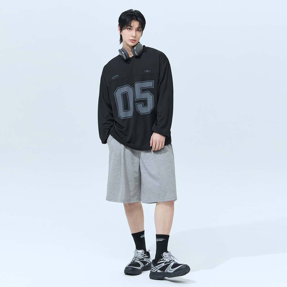 블랙몬스터핏 쿨 매쉬 럭비 오버핏 저지 롱슬리브 메쉬 헬스티셔츠 긴팔 빅사이즈 짐웨어 이미지 6